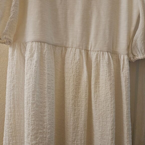 dRA Los Angeles Boho Creme babydoll Drop Waist Weddlng Oversize midi dress M - Picture 4 of 9